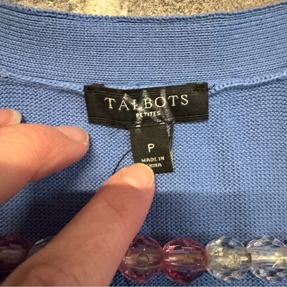 NWT Talbots button down cardigan blue v-neck - Picture 3 of 9